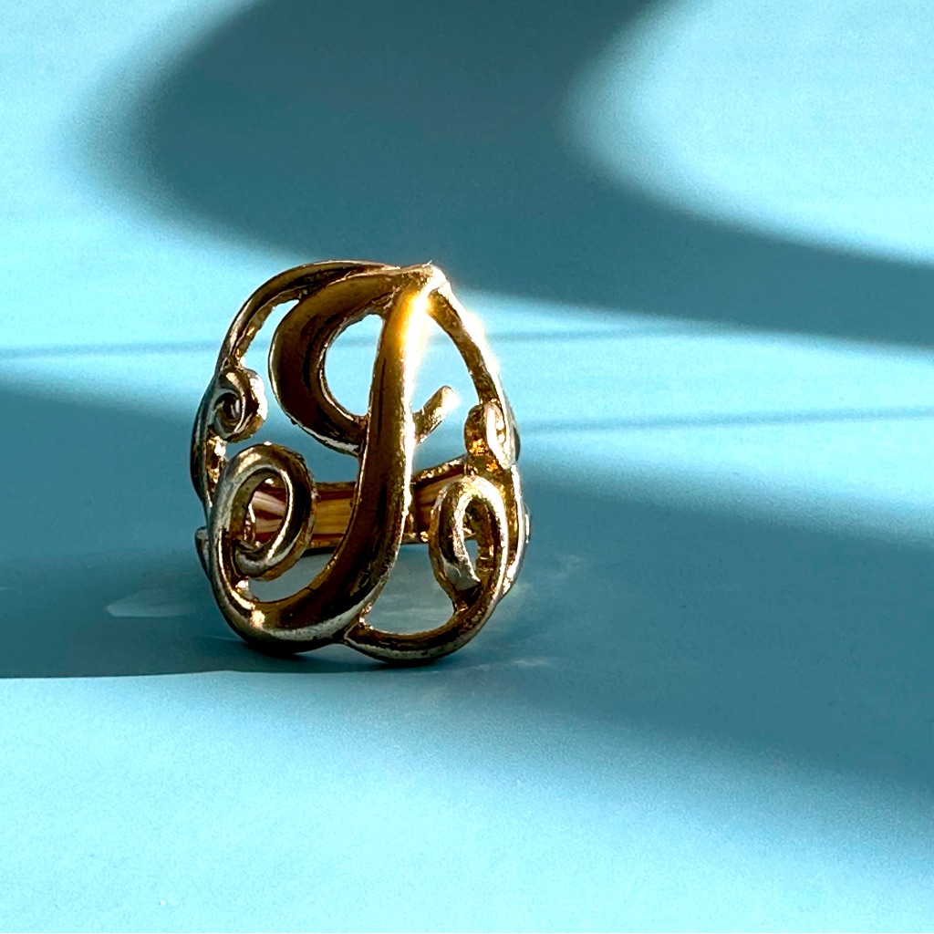 Gold J Initial Ring